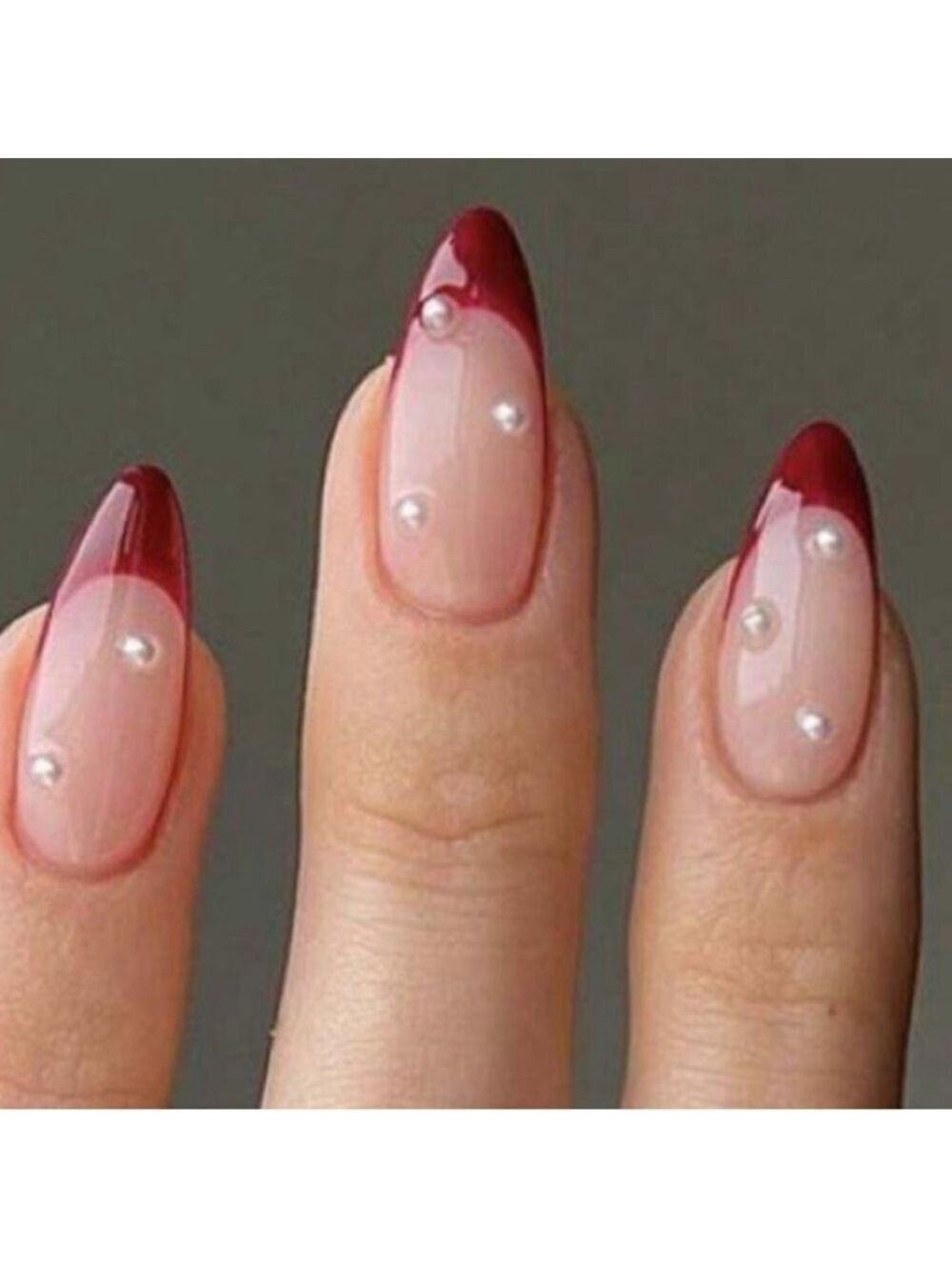 Chic Burgundy Press-On Nails with Pearl Details